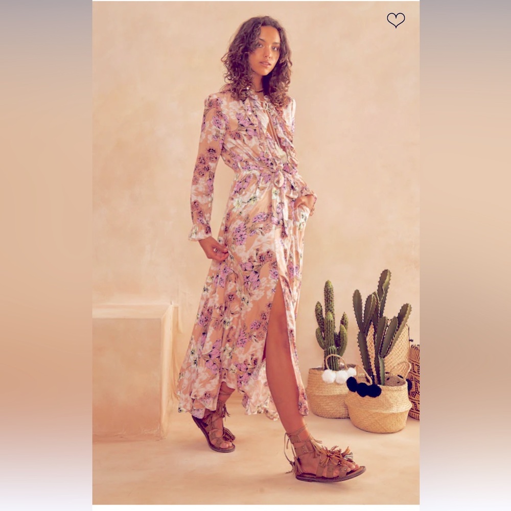 Jaase Peach & pink floral boho maxi dress